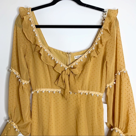 For Love & Lemons Marquee Mini Dress Mustard M NWT - Picture 9 of 16